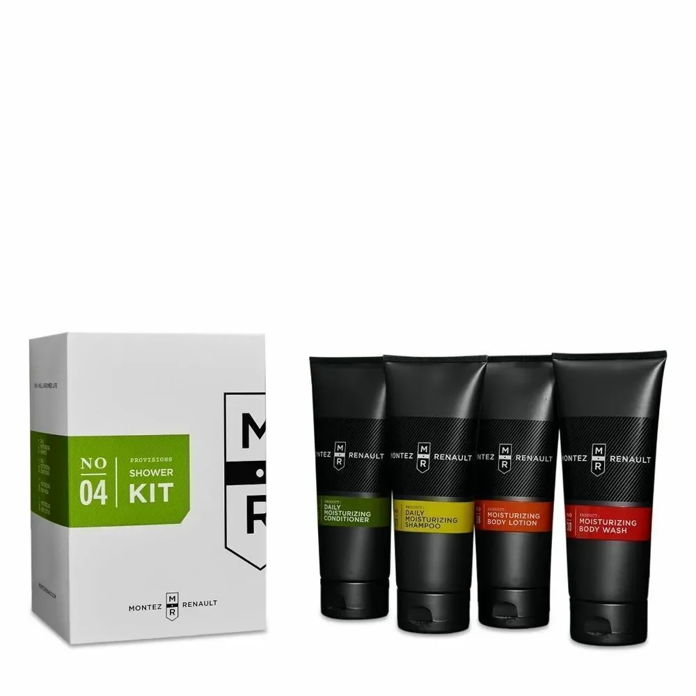New! MONTEZ RENAULT 4-Pack Men's Daily Shower Kit 6.8-oz Each
